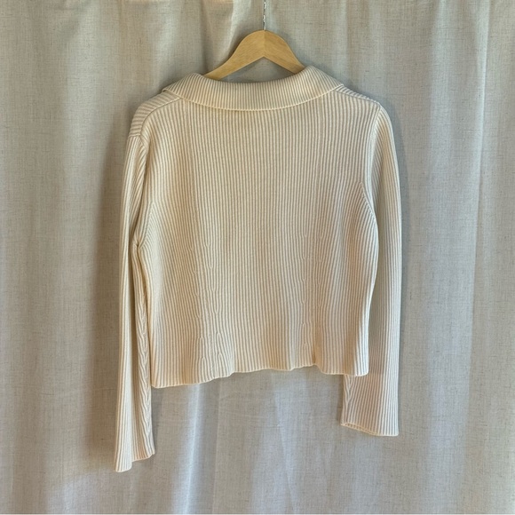 Vintage Petite Sophisticate Ribbed Double-Breasted Knit Cardigan | Cream - Picture 2 of 7